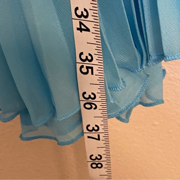 A Wish come true Dance costume aqua blue pleated sequin V1854Y Fidelity Adult MA - Picture 6 of 15